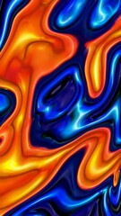 Poster - A flowing abstract surface with smooth, layered curves in vibrant blue and warm orange tones.