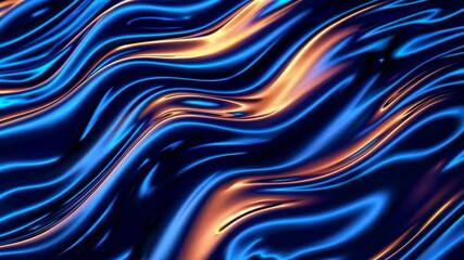 Aufkleber - A flowing abstract surface with smooth, layered curves in vibrant blue and warm orange tones.