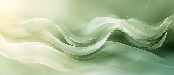 Poster - A serene abstract background with soft, flowing green waves creating a harmonious and tranquil atmosphere. The gentle gradients evoke feelings of calm and peace.