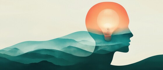 Poster - Exploring creative ideas abstract landscape digital art calm environment side view mindfulness concept