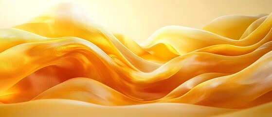 Poster - A serene and flowing abstract design featuring soft, undulating waves of vibrant yellow fabric that evoke a sense of warmth and tranquility.
