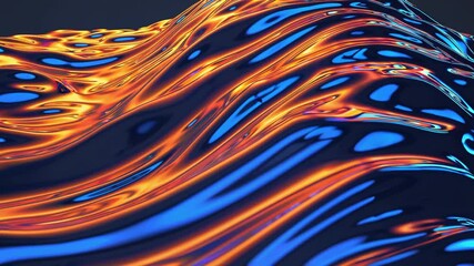 Poster - A flowing abstract surface with smooth, layered curves in vibrant blue and warm orange tones.