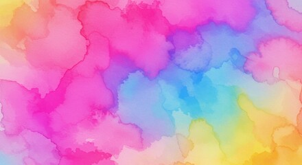 Poster - Rainbow Watercolor Wash: A vibrant and dynamic abstract painting featuring a captivating blend of rainbow colors in a watercolor wash style.