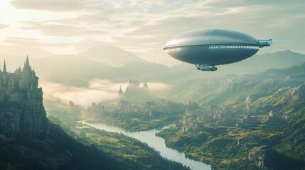 Wall Mural - The scene is peaceful and serene, with the balloon providing a sense of wonder