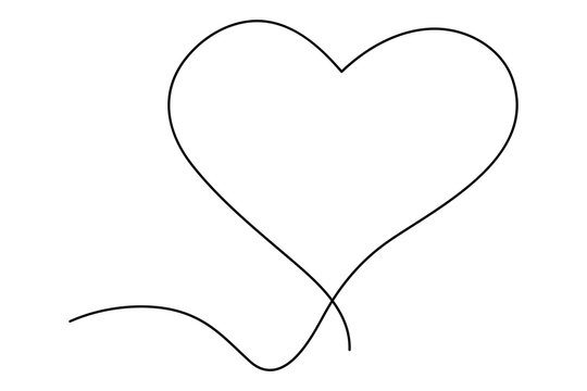 Heart continuous single line art drawing. Hand drawn doodle heart outline vector illustration
