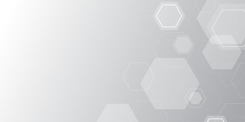 Aufkleber - white and grey technology hexagonal abstract background. Abstract gradient hexagon digital technology background. Vector abstract graphic design banner pattern presentation background web template.