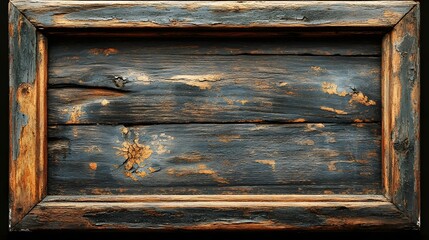 Aufkleber - Weathered and distressed wooden frame backdrop with a grungy antique texture and rustic shabby chic style  The old worn wood planks create a natural