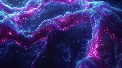 Aufkleber - Dynamic Abstract Purple and Blue Energy Waves in Digital Space Stunning Visual Art Cosmic Environment High-Resolution Viewpoint
