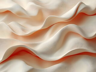 Poster - An elegant and soft wave-like texture of cream fabric, showcasing gentle curves and folds that create a serene and calming atmosphere.