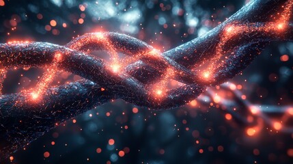 Aufkleber - Illuminated DNA Strand Abstract Art Digital Realm Visual Representation Abstract Environment Close-Up View Genetic Concept
