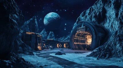 Wall Mural - a desolate space with a large planet in the background