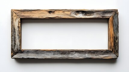 Leinwandbilder - Weathered Vintage Wooden Picture Frame with Rustic Grunge Texture Backdrop for Photoshoot Art Display or Interior Design