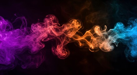 Poster - abstract colorful smoke: a mesmerizing swirl of vibrant purple, orange, and blue smoke dances agains