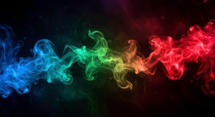 Poster - rainbow smoke swirl: abstract vibrant swirls of colorful smoke, evoking a sense of energy, movement,
