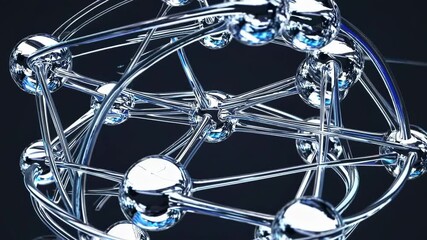 Leinwandbilder -  A futuristic atom-like structure with a glowing red core and transparent orbits.