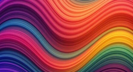 Poster - Abstract Rainbow Waves: A mesmerizing abstract design featuring vibrant, flowing waves in a spectrum of rainbow colors, creating a dynamic and captivating visual experience.  