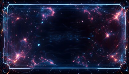 Wall Mural - Abstract Neon Frame with Glowing Network Connections