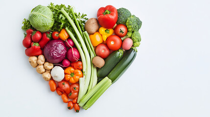 Canvas Print - vegetables in heart shape isolated on white a heart made out of different vegetables and fruits on top of a white background