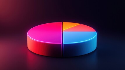 Aufkleber - A vibrant pie chart in neon colors, set against a dark background, illustrating data distribution with distinct segments.