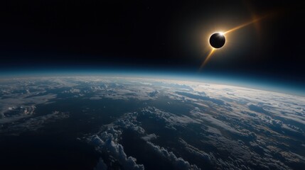 Wall Mural - a large, dark, glowing object is seen in the sky above the earth