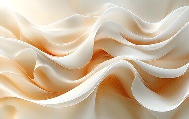 Poster - A beautiful abstract composition of soft, flowing waves in creamy white and warm beige tones, creating a serene and elegant mood.