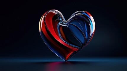 Poster - A heart made of glass is shown in a dark blue background