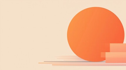 Aufkleber - Dynamic orange sphere abstract design digital art creative environment minimalist viewpoint
