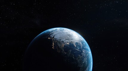 a close up of the earth with a bright blue sky and a dark blue ocean