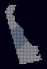 Poster - Delaware dotted map. Digital style map of the state on dark background. Delaware shape with circle dots. Colored dots style. Large size circles. Simple vector illustration.