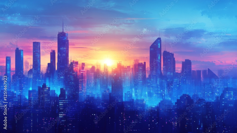Double exposure, luxury modern highrise buildings and the city can use ...