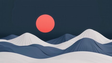 Poster - Sunrise over serene mountains abstract landscape art minimalist design calm environment aerial view creative concept