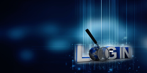 Poster - 3d login illustration with globe