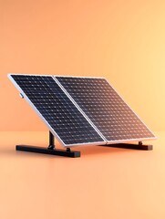Poster - A solar panel installed on a reflective surface in a futuristic setting.