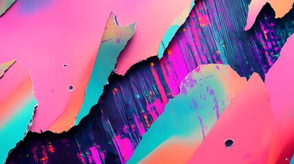 Poster - Abstract Colorful Fractal Fluid Glitch Digital Art Surreal Kaleidoscopic Neon Gradient Shapes Vibrant Psychedelic Experimental Modern Background