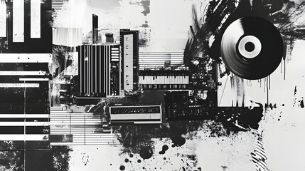 Aufkleber - Abstract Geometric Digital with Chaotic Shapes and Patterns