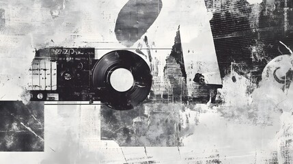 Fototapete - Abstract Grunge Collage with Vintage Texture and Experimental Graphic Elements