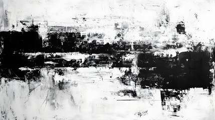 Poster - Abstract Monochrome Cityscape Painting with Dramatic Contrast and Textured Brush Strokes