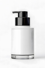 Wall Mural - Cosmetic serum pump white bottle, dispenser container mock up. Foundation cream jar, airless pump dispenser design isolated on white background