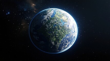 Wall Mural - A close up of the Earth with a blue and green color scheme