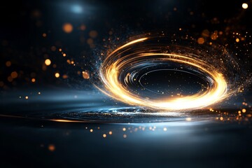 Poster - Glowing vortex swirling in a cosmic environment with sparkling particles and dramatic lighting effects