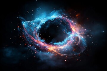 Poster - Bright swirling nebula and cosmic phenomena in deep space background with vibrant colors and glowing stars