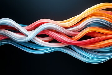 Poster - Colorful swirling lines create a dynamic abstract pattern in a dark background setting