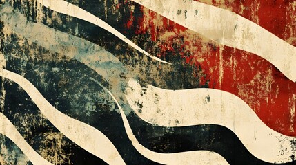Fototapete - Distressed American Flag Abstract Grunge Textured Background