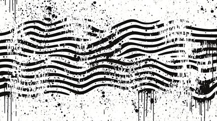 Poster - Dramatic Abstract Black and White Fluid Motion Waves and Splashes Background