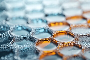 Poster - Bubbles and reflections create a mesmerizing pattern on a textured surface during daylight hours
