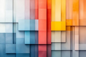 Poster - Colorful geometric patterns create a vibrant abstract composition in shades of blue, orange, and yellow