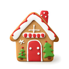 Wall Mural - Gingerbread house cookie, isolated on white background