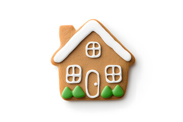 Wall Mural - Gingerbread house cookie, isolated on white background