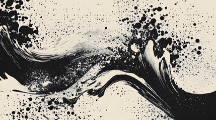 Poster - Dramatic Monochrome Splash of Fluid Abstract Art in Dynamic Motion