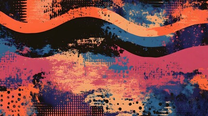 Fototapete - Dynamic Fluid Brushstrokes of Vibrant Acrylic Paints in Expressive Abstract Artwork
